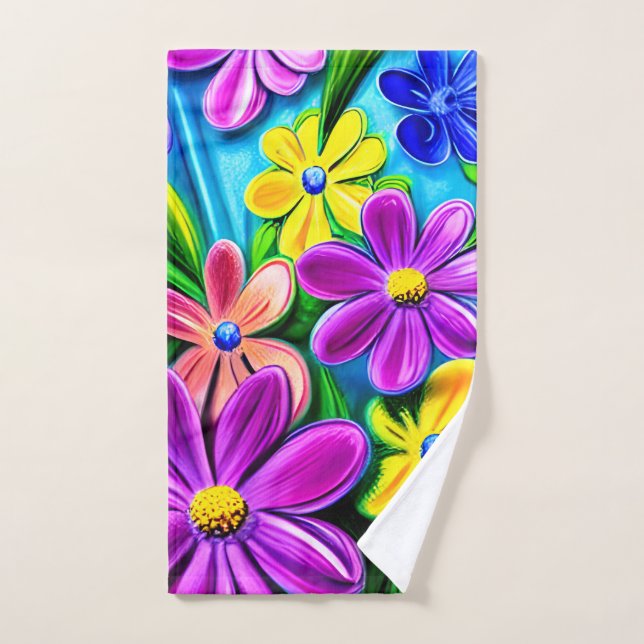 Bright Colourful Daisy Flowers Hand Towel (Hand Towel)
