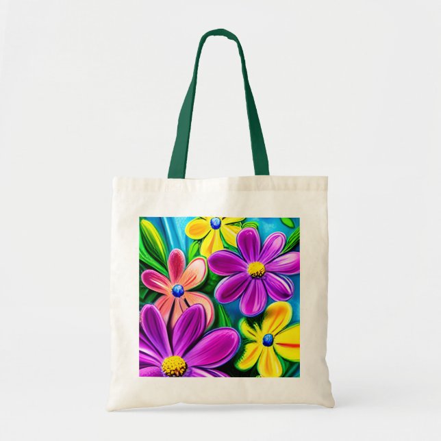 Bright Colourful Daisy Flowers Tote Bag (Front)