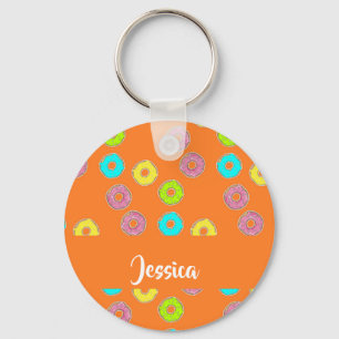 Bright colourful doughnuts key ring