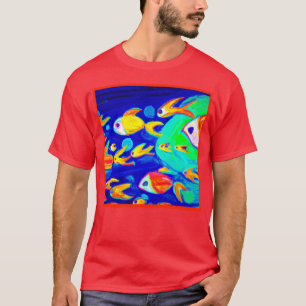 Bright Colourful Fish Patterns Painting. Buy Now T-Shirt