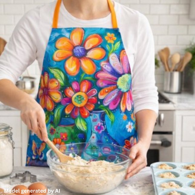 Bright Colourful Floral Apron (Creator Uploaded)