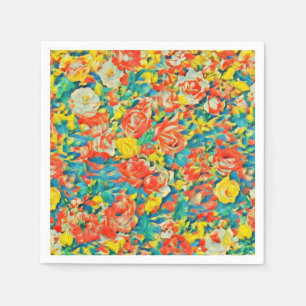 Bright Colourful Floral Blossoming Garden Fine Art Napkin