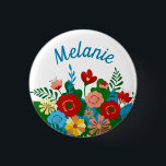 Bright Colourful Floral Bouquet Personalised 3 Cm Round Badge<br><div class="desc">Bright floral art on personalised button.</div>