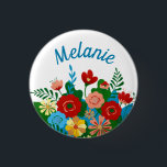 Bright Colourful Floral Bouquet Personalised 3 Cm Round Badge<br><div class="desc">Bright floral art on personalised button.</div>