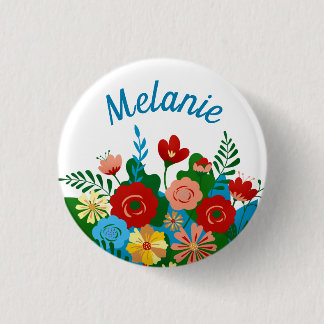 Bright Colourful Floral Bouquet Personalised 3 Cm Round Badge