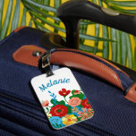 Bright Colourful Floral Bouquet Personalised Luggage Tag<br><div class="desc">Bright floral art on personalised luggage tag.</div>
