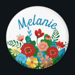 Bright Colourful Floral Bouquet Personalised Magnet<br><div class="desc">Bright floral art on personalised magnet.</div>
