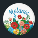 Bright Colourful Floral Bouquet Personalised Magnet<br><div class="desc">Bright floral art on personalised magnet.</div>