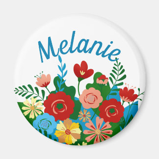 Bright Colourful Floral Bouquet Personalised Magnet