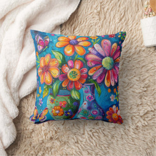 Bright Colourful Floral Cushion