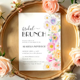 Bright Colourful Floral Garden Bridal Brunch Invitation