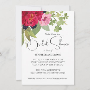 Bright & Colourful Floral Garden Bridal Shower Invitation