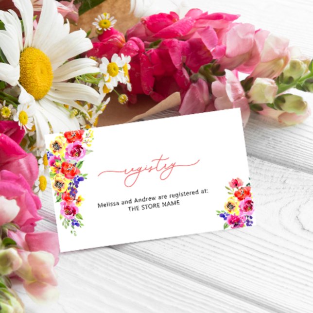 Bright Colourful Floral Garden Gift Registry Enclosure Card (Creator Uploaded)