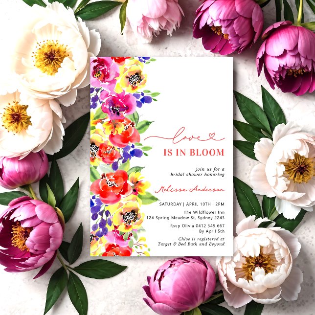 Bright Colourful Floral Love in Bloom Bridal Showe Invitation (Creator Uploaded)