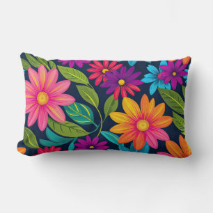 Bright Colourful Floral Lumbar Cushion