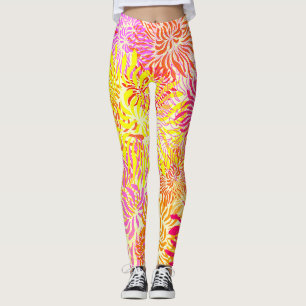 Bright Colourful Floral Spring Leggings