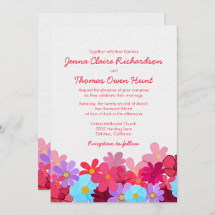 Bright  & Colourful Floral Wedding Invitation