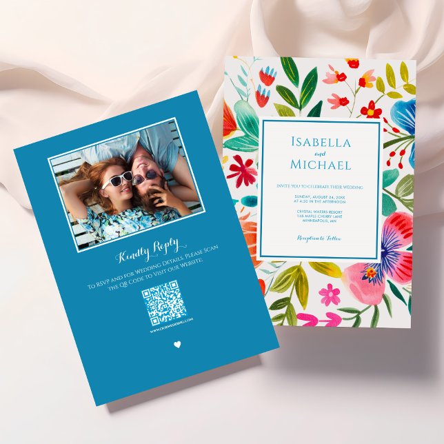 Bright Colourful Floral Wedding Invitation (Creator Uploaded)