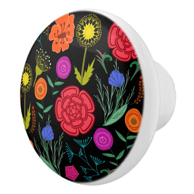 Bright Colourful Flowers  Ceramic Knob (Right)