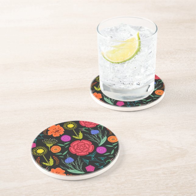 Bright Colourful Flowers  Coaster (Side)