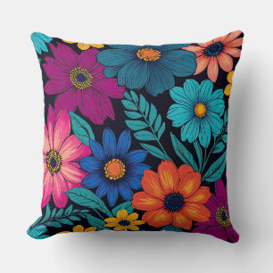 Bright Colourful Flowers Cushion