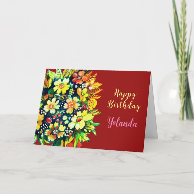 Bright colourful flowers Flat Holiday Card (Front)