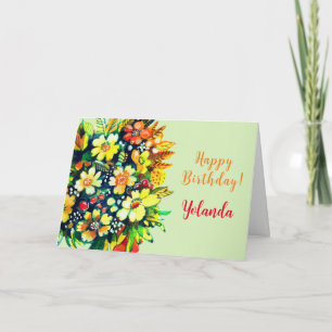 Bright colourful flowers Flat Holiday Card