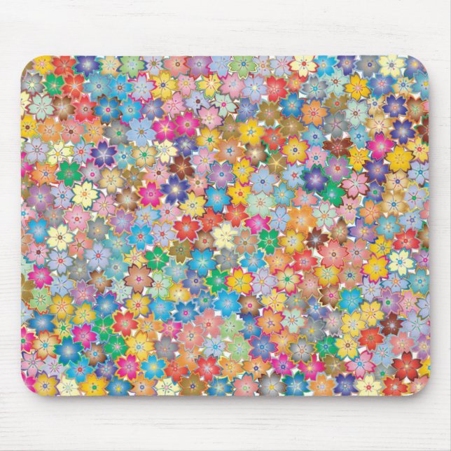 bright colourful flowers mouse pad (Front)