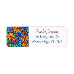 Bright Colourful Folk Art Flowers