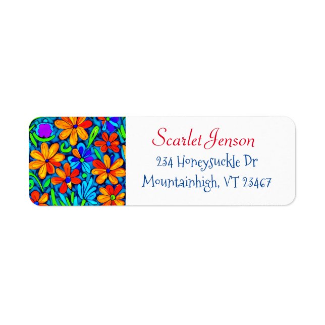 Bright Colourful Folk Art Flowers  (Front)