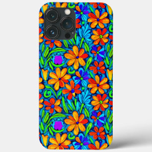 Bright Colourful Folk Art Flowers  iPhone 13 Pro Max Case