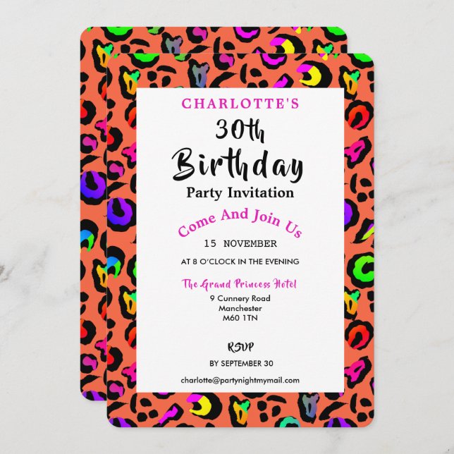 Bright Colourful Fun Birthday Party Invitation (Front/Back)