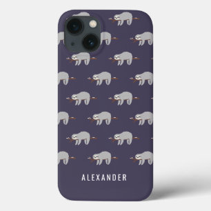Bright colourful fun cartoon sloth iPhone 13 case