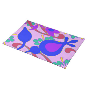 Bright Colourful Funky Flowers Abstract Placemat