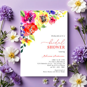 Bright Colourful Garden Bridal Shower Invitation