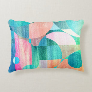 Bright, Colourful Geometric Abstract Decorative Cushion