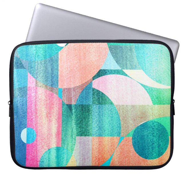 Bright, Colourful Geometric Abstract Laptop Sleeve (Front)