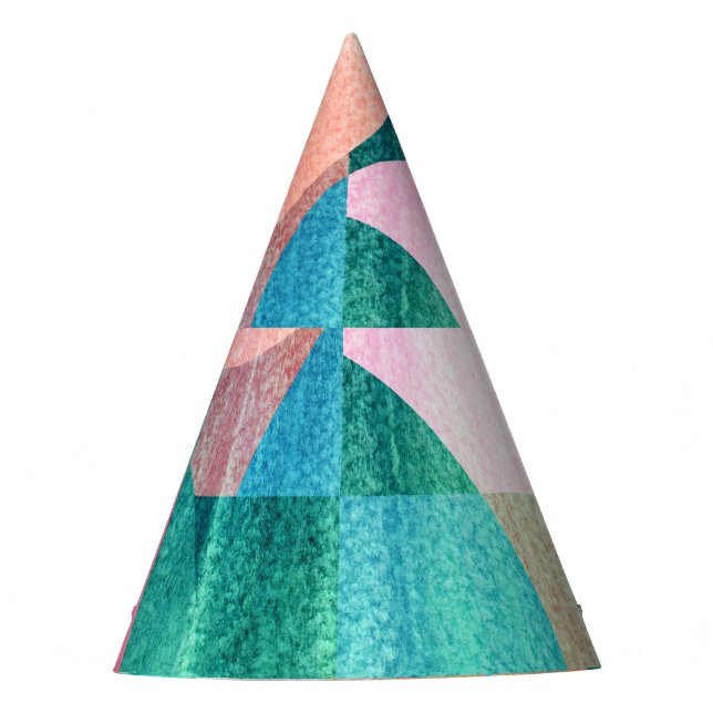 Bright, Colourful Geometric Abstract Party Hat (Front)