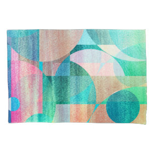 Bright, Colourful Geometric Abstract Pillowcase