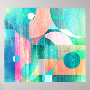 Bright, Colourful Geometric Abstract Poster