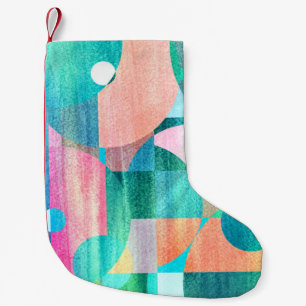 Bright, Colourful Geometric Abstract Small Christmas Stocking