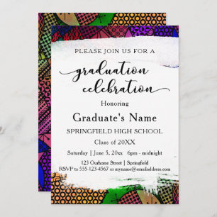 Bright Colourful Geometric Pattern Graduation Invitation