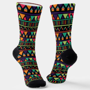 Bright Colourful Geometric Pattern Socks