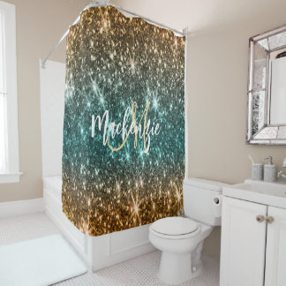 Bright Colourful Glitter Shower Curtain