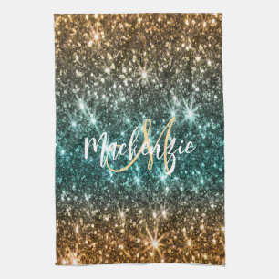 Bright Colourful Glitter Tea Towel