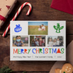 Bright Colourful Handwritten Photo Christmas Holiday Card<br><div class="desc">This design was created though digital art. It may be personalised in the area provided by changing the photo and/or text. Or it can be customised by choosing the click to customise further option and delete or change the colour the background, add text, change the text colour or style, or...</div>