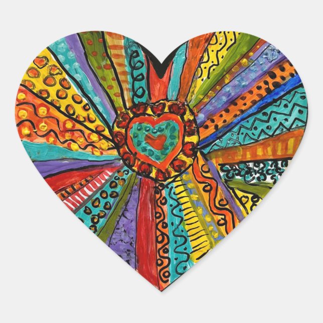 bright colourful heart explosion  sticker (Front)