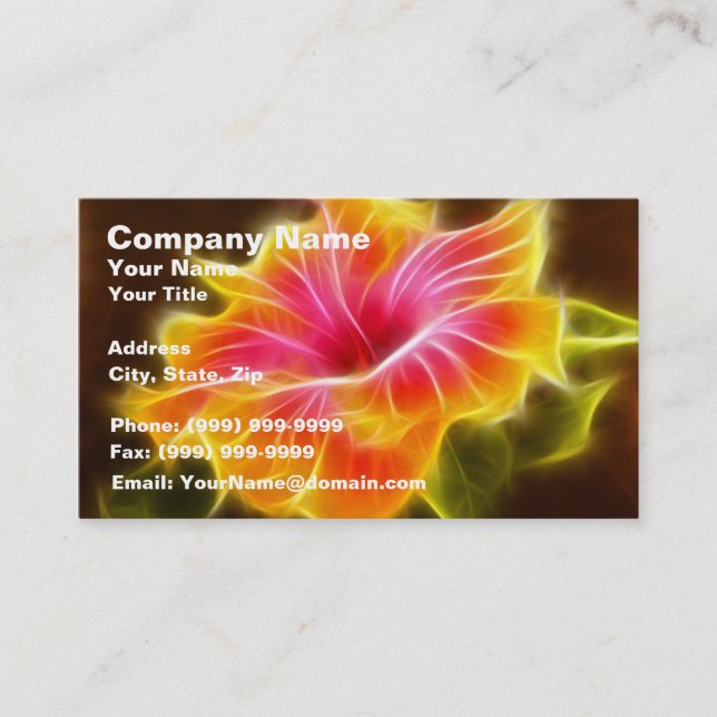 Bright Colourful Hibiscus Flower Business Card (Front)