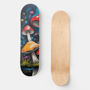 Bright Colourful Hippie Mushrooms Fungi Skateboard