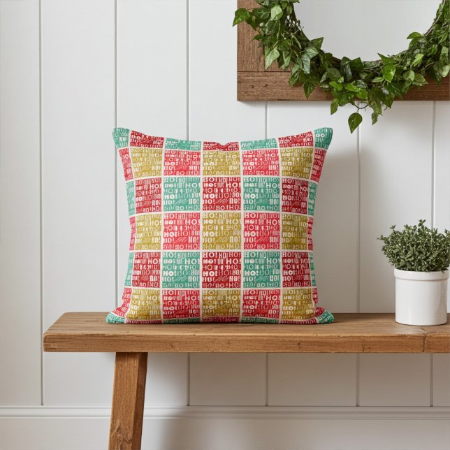 Bright Colourful "HO! HO! HO! Christmas Motif Cushion (Creator Uploaded)
